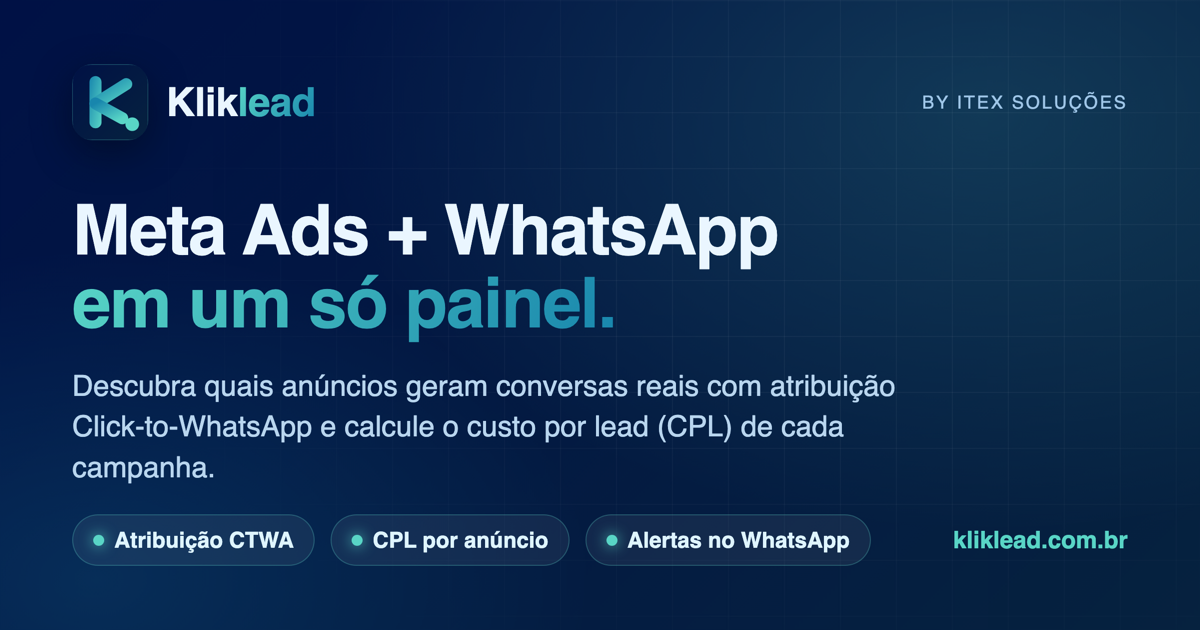 Kliklead — painel de monitoramento de campanhas Meta Ads e WhatsApp